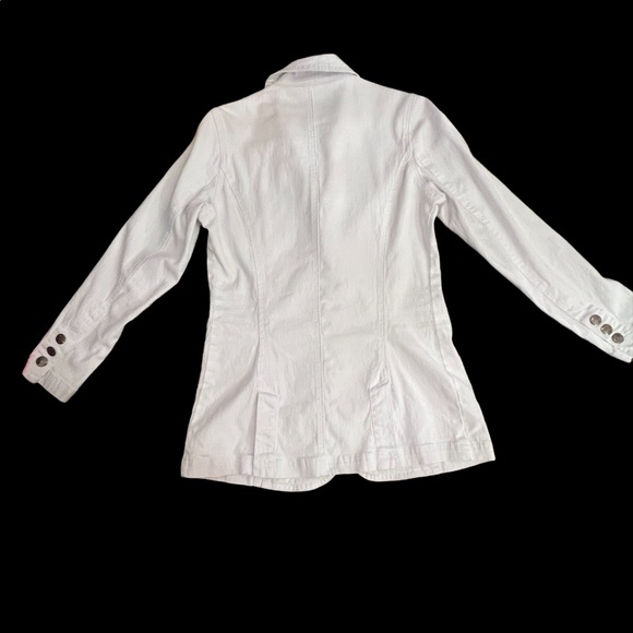 DG2 WHITE VINTAGE SPRING/SUMMER DENIM WITH STRETCH EMBELLISHED BLAZER - Picture 10 of 13